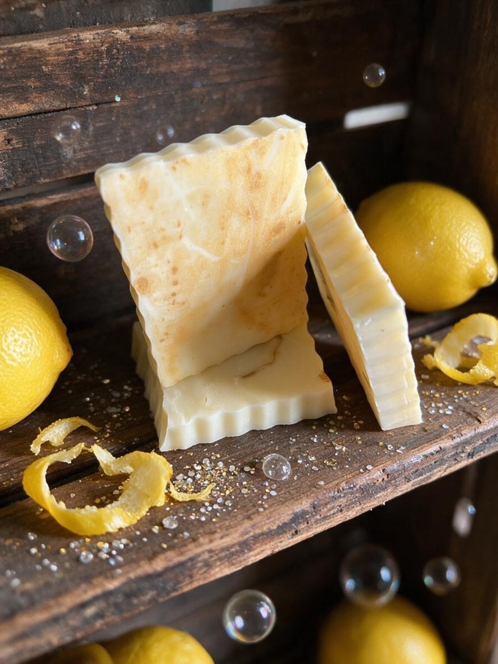 Handcrafted Lemon Zest Triple Butter Soap Bars - Natural Citrus Soap- 3 oz
